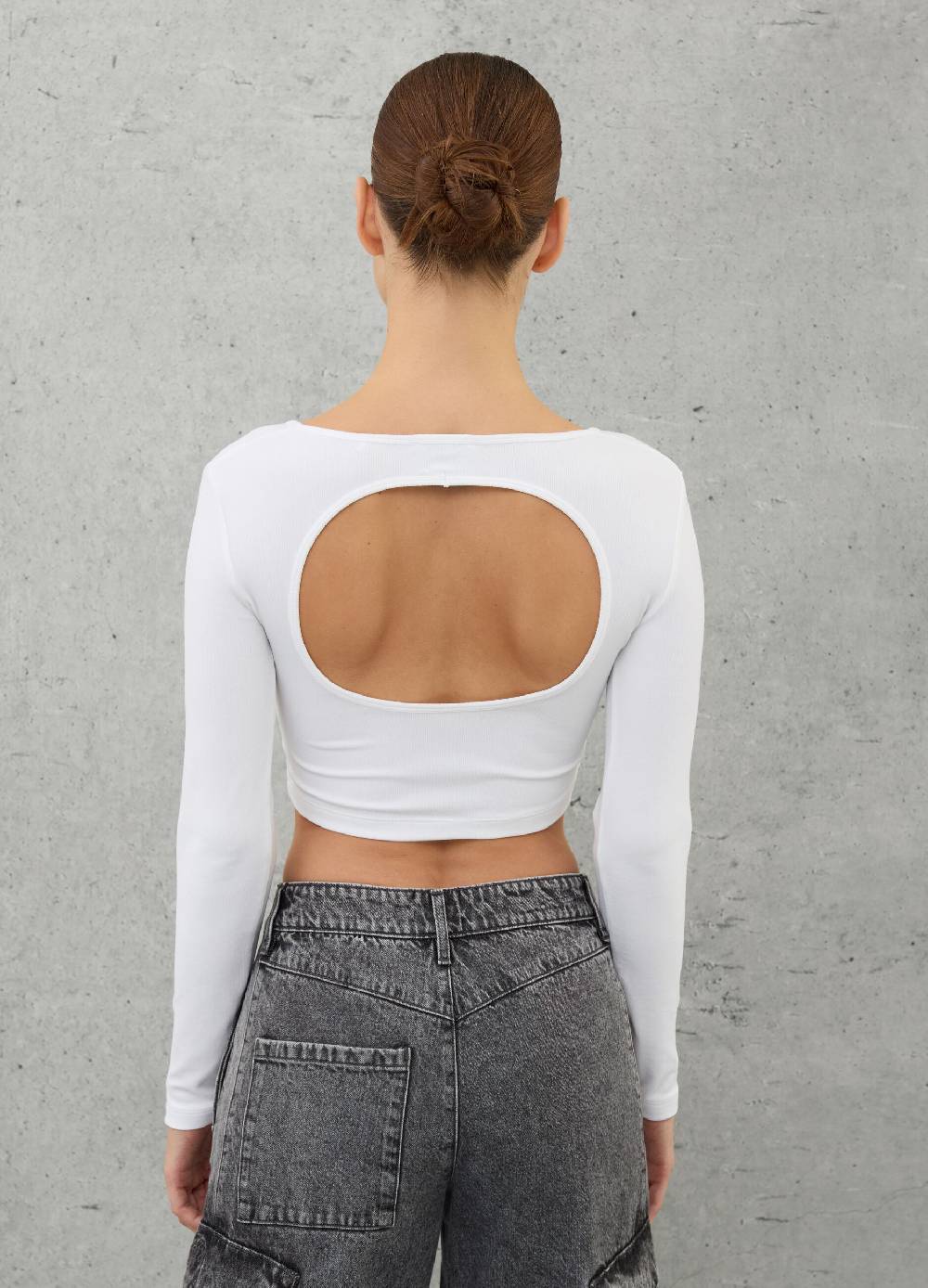 UTOPJA Cut Out Crop Longsleeve White Sconto