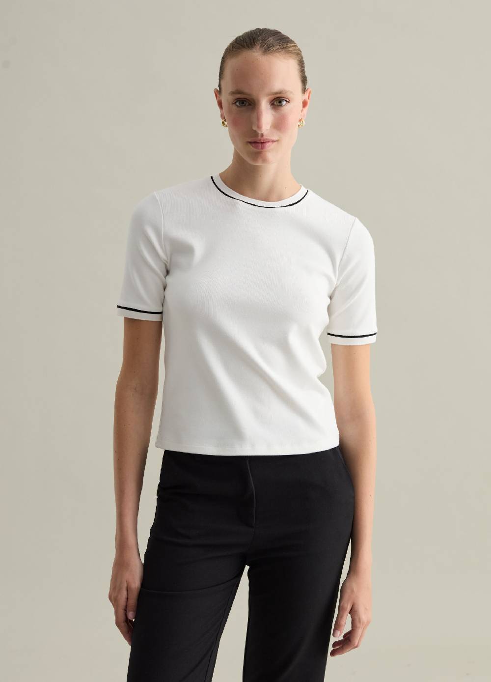 PIOMBO T-shirt con piping a contrasto Contemporary Nuova