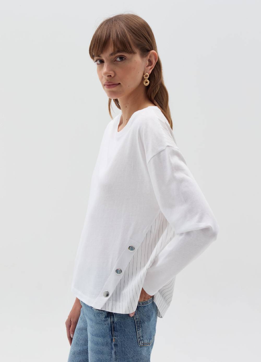 OVS T-shirt a maniche lunghe con inserti a righe Moda