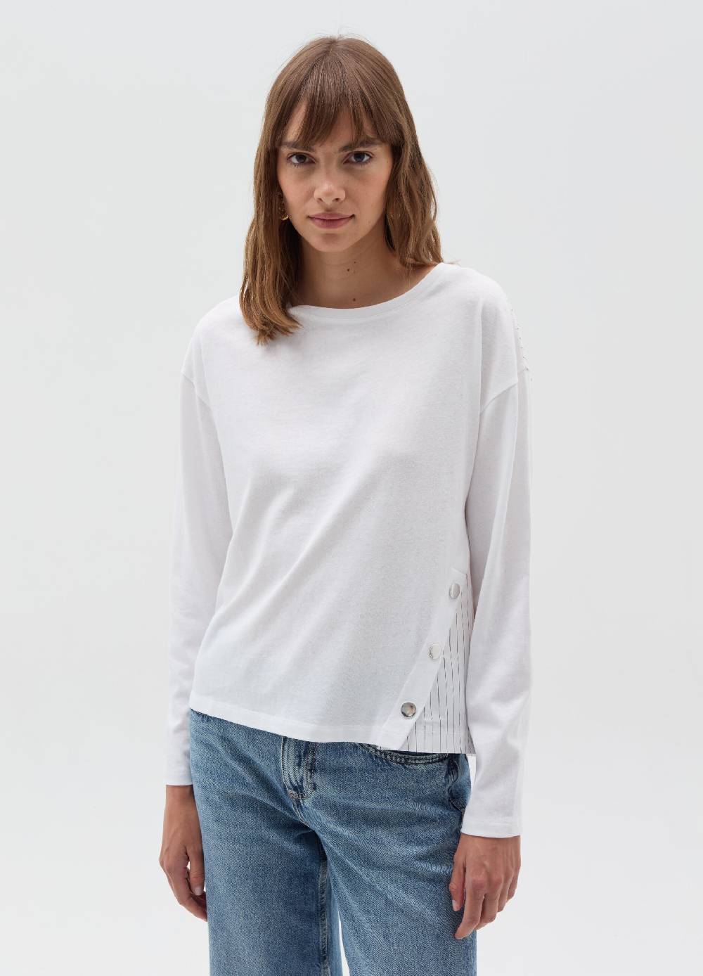 OVS T-shirt a maniche lunghe con inserti a righe Moda