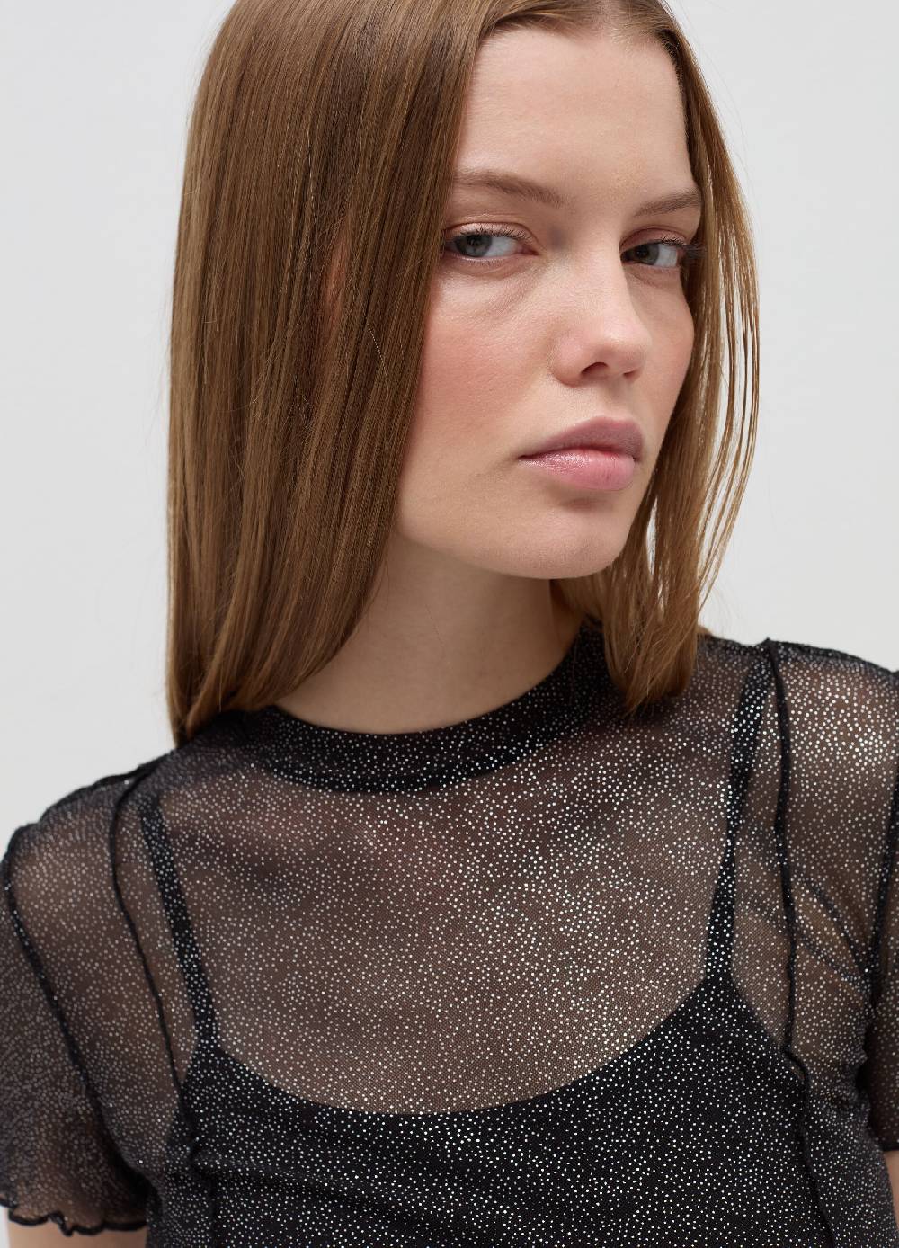 B. ANGEL T-shirt crop in mesh con profili ondulati Vendita Economica