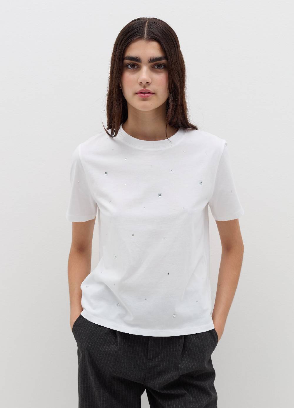 B. ANGEL T-shirt in cotone con strass Negozio