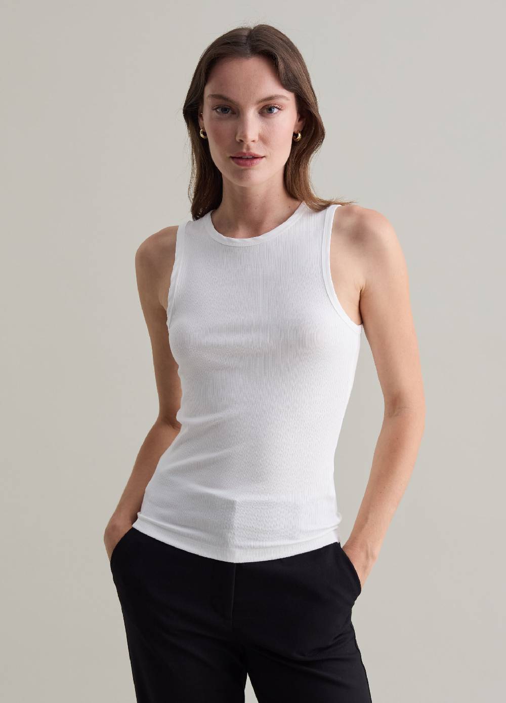 PIOMBO Tank top in viscosa stretch a costine In Linea