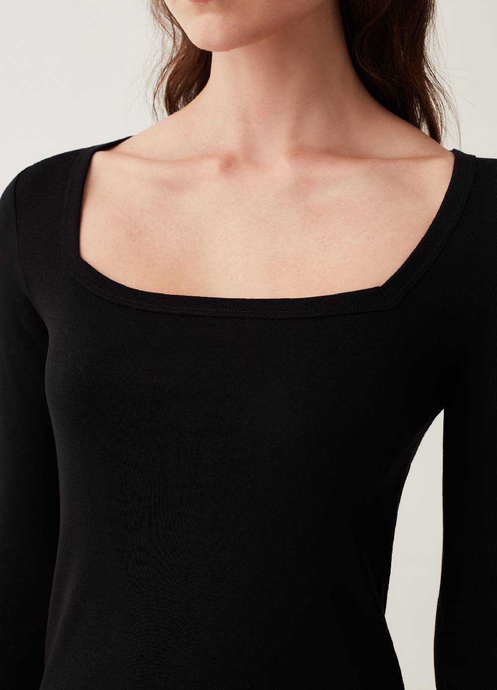 OVS T-shirt a maniche lunghe con collo squadrato Outlet