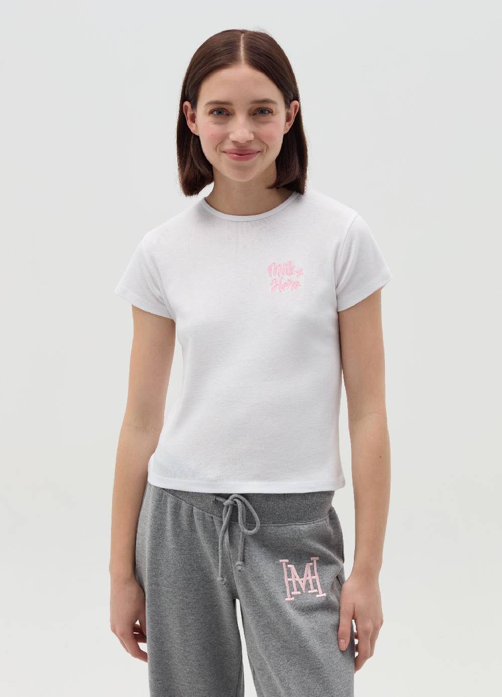 MILK+HERO T-shirt girocollo con ricamo Italia