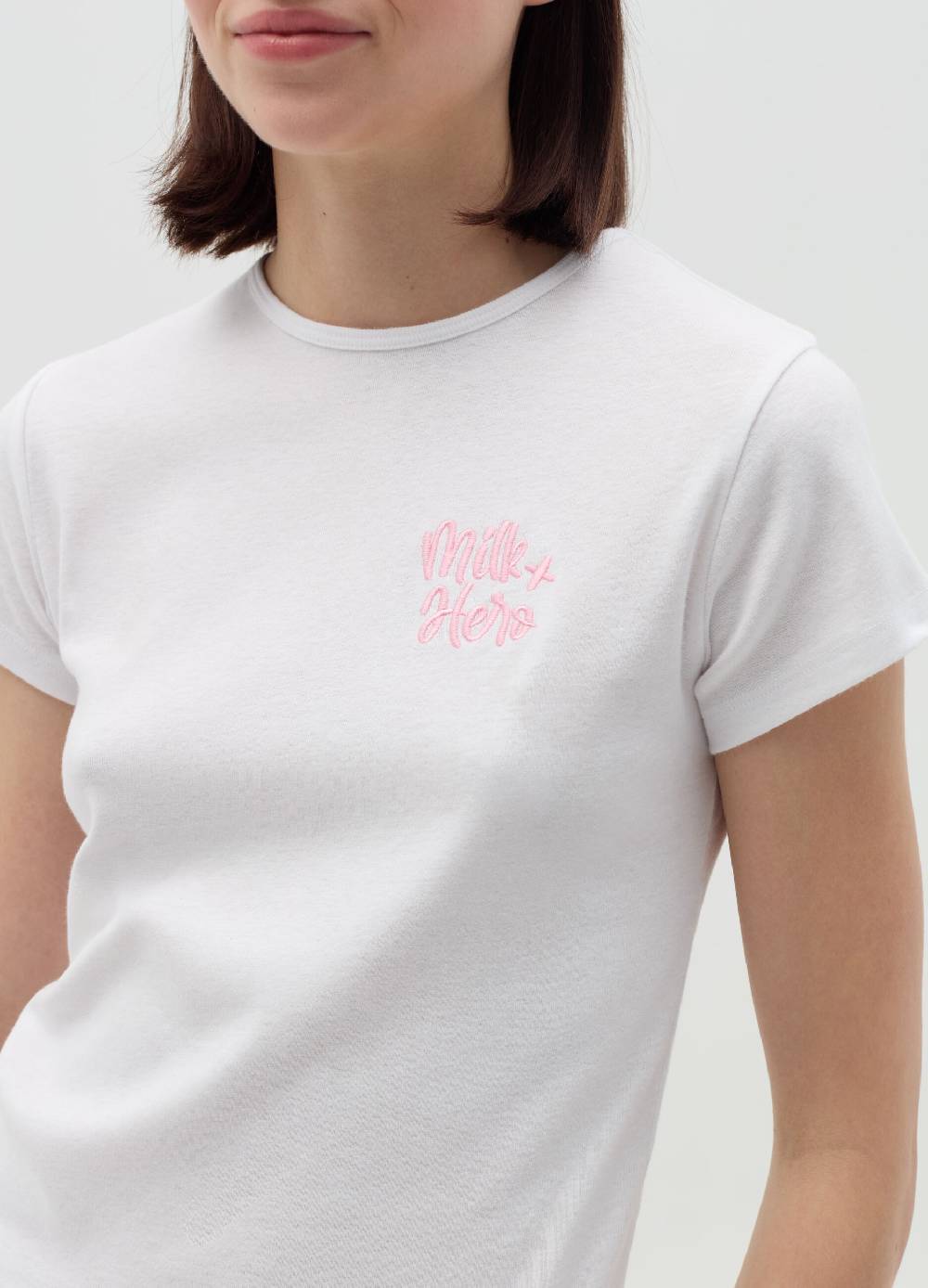MILK+HERO T-shirt girocollo con ricamo Italia