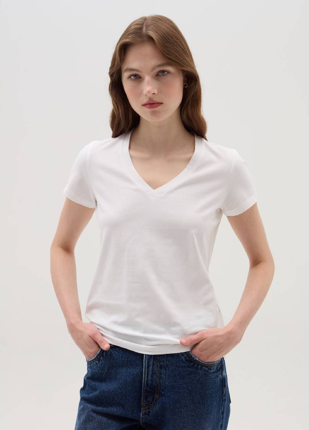OVS T-shirt tinta unita con scollo a V In Linea