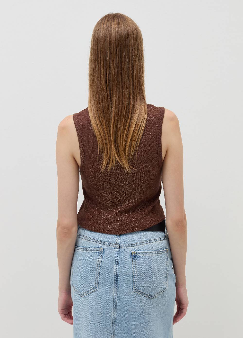 B. ANGEL Tank top crop a costine con lurex Qualità Garantita