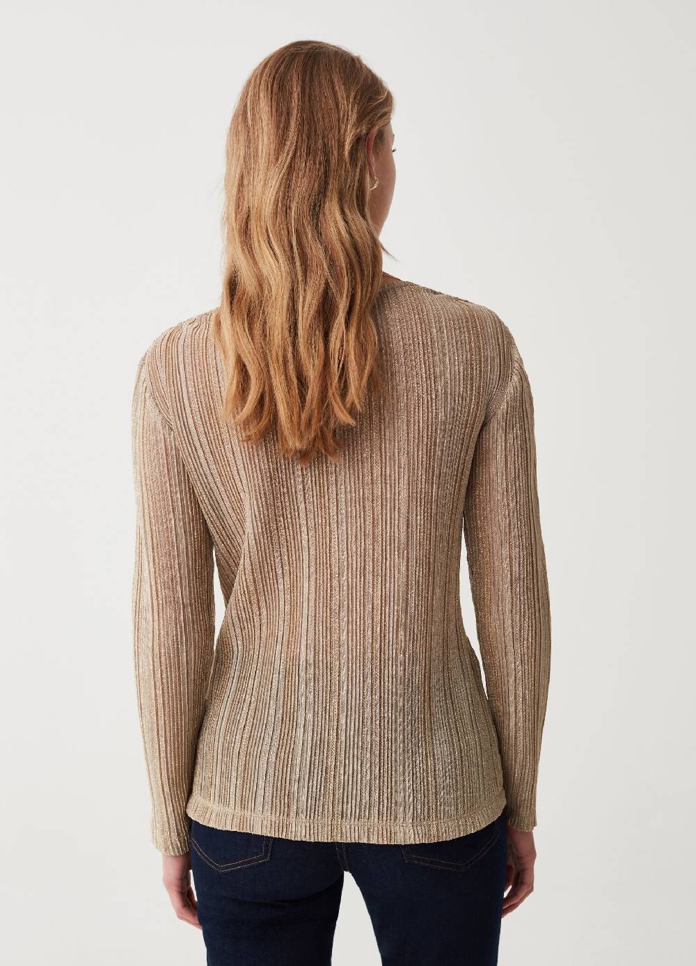 OVS T-shirt in lurex scollo a V con nodo Sconto