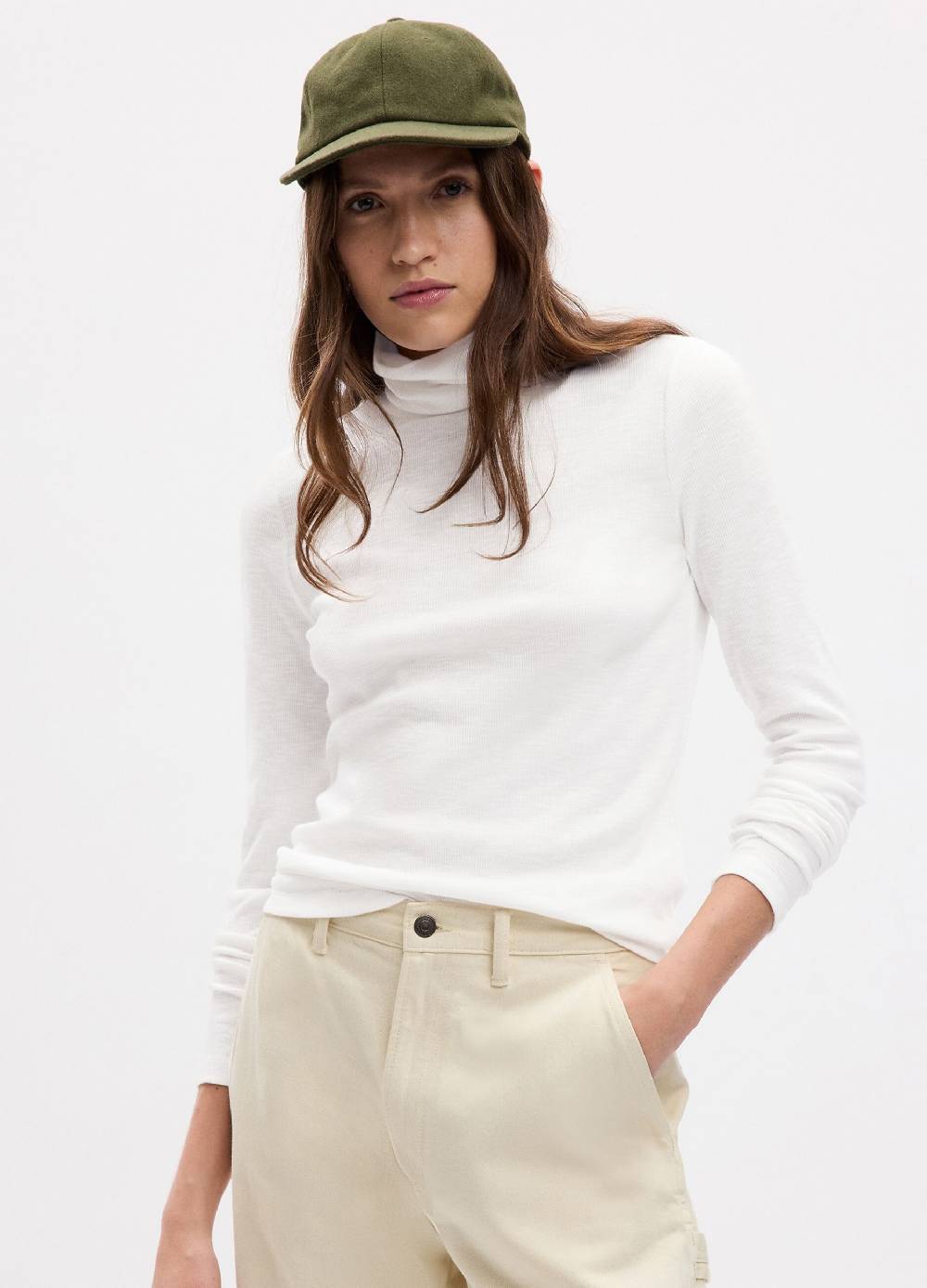 GAP T-shirt a costine sottili con collo alto Vendita Economica