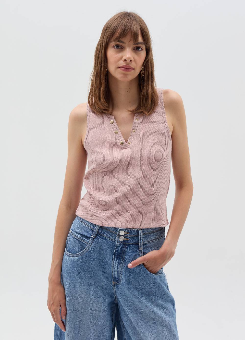 OVS Tank top scollo a V con bottoni In Linea