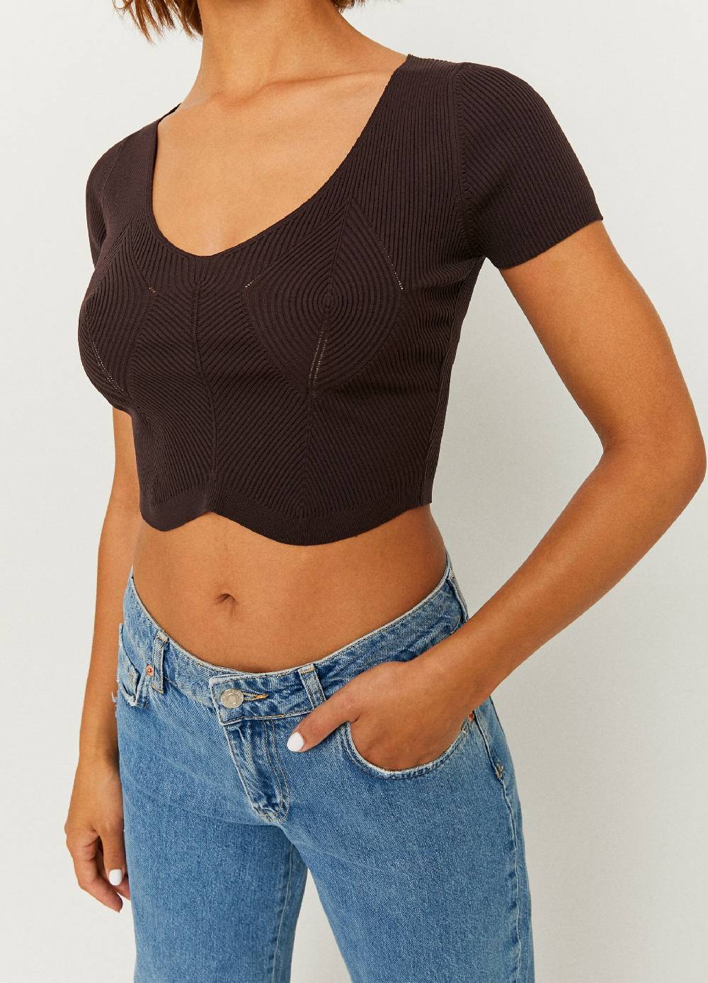 TALLY WEIJL Crop top a costine Offerte speciali
