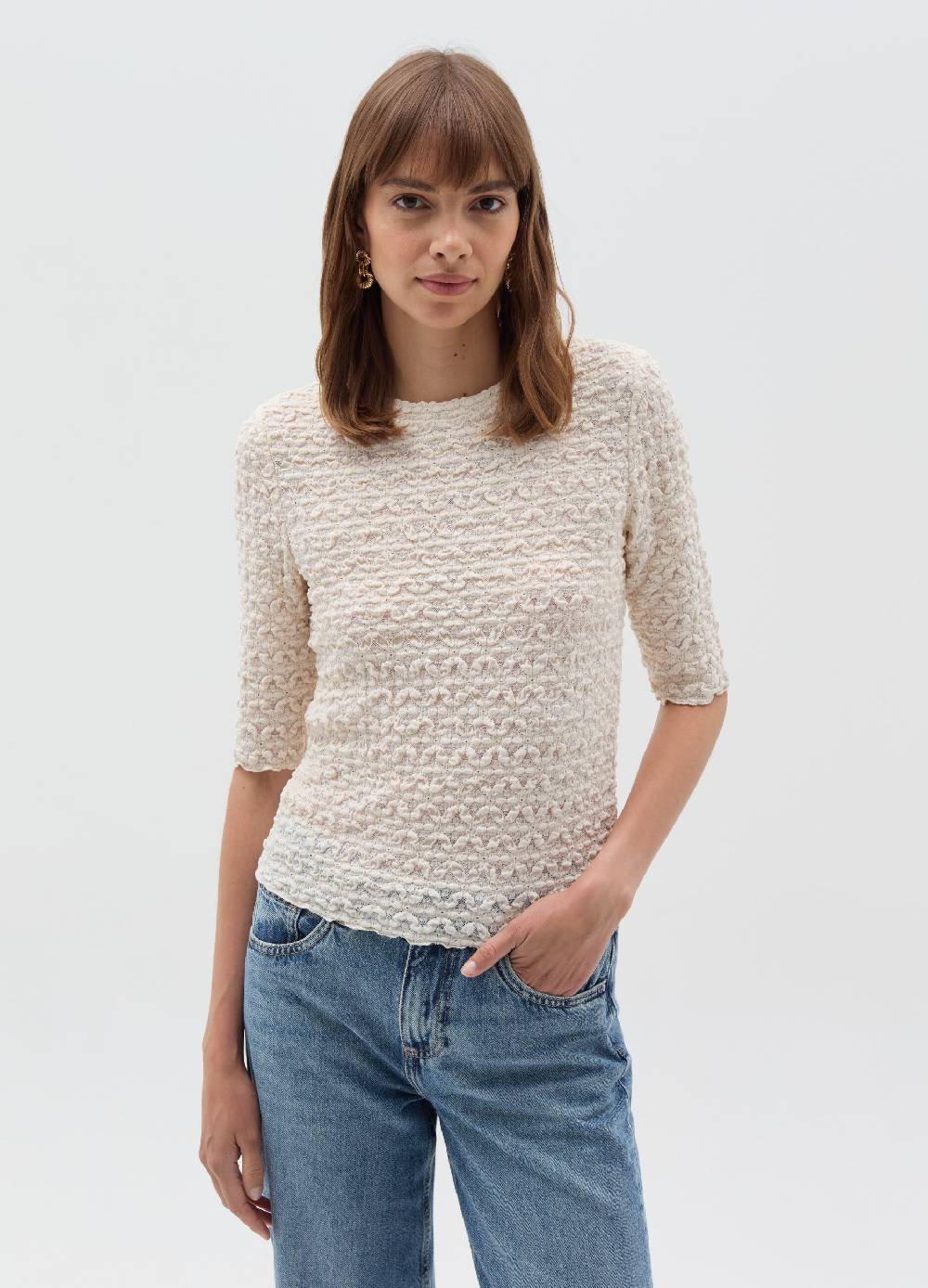 OVS T-shirt pointelle con lavorazione in rilievo Sconto