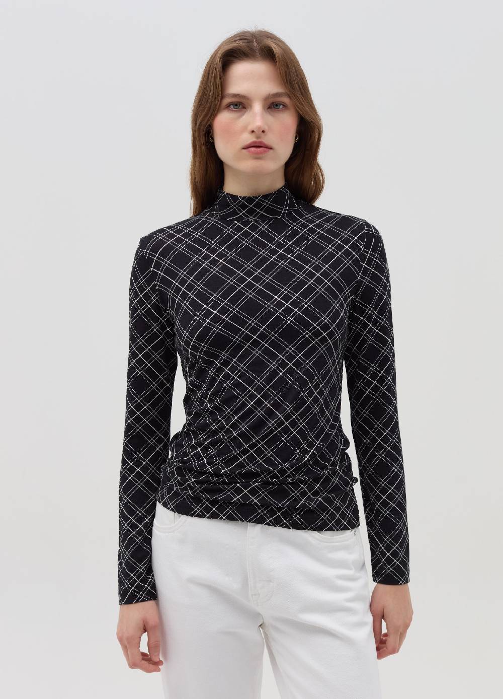 OVS T-shirt mock neck con fantasia check Vendite Flash