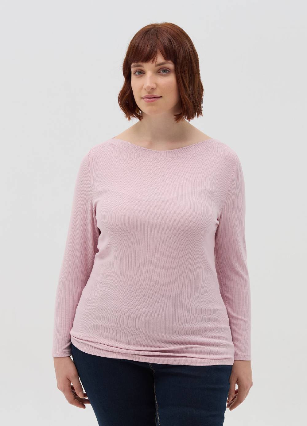 MYA T-shirt a costine con scollo a barca Curvy In Linea