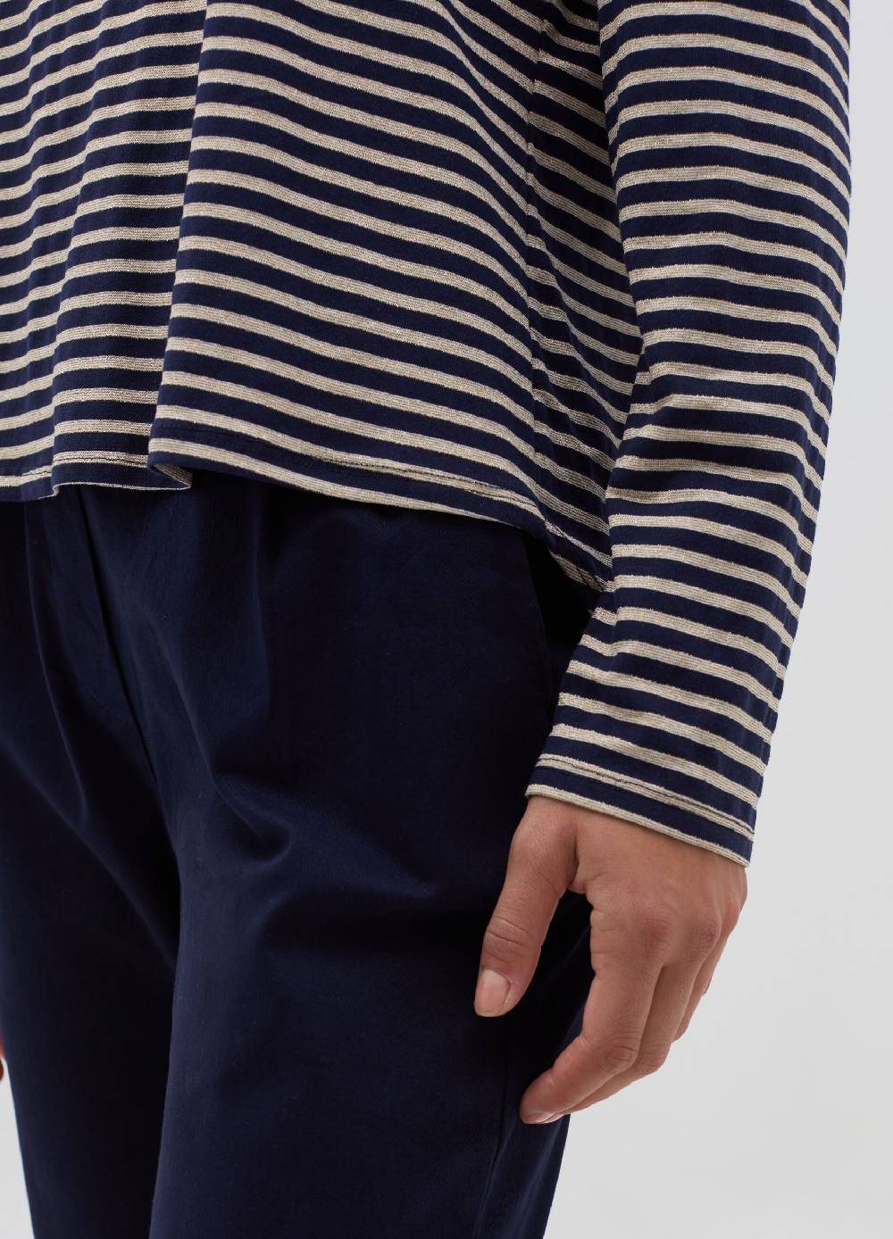 HYBRID T-shirt a righe in lurex con maniche lunghe Pezzi Unici