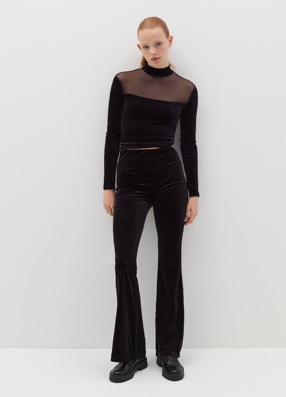 B. ANGEL T-shirt in velluto con inserto in mesh Vendita Calda