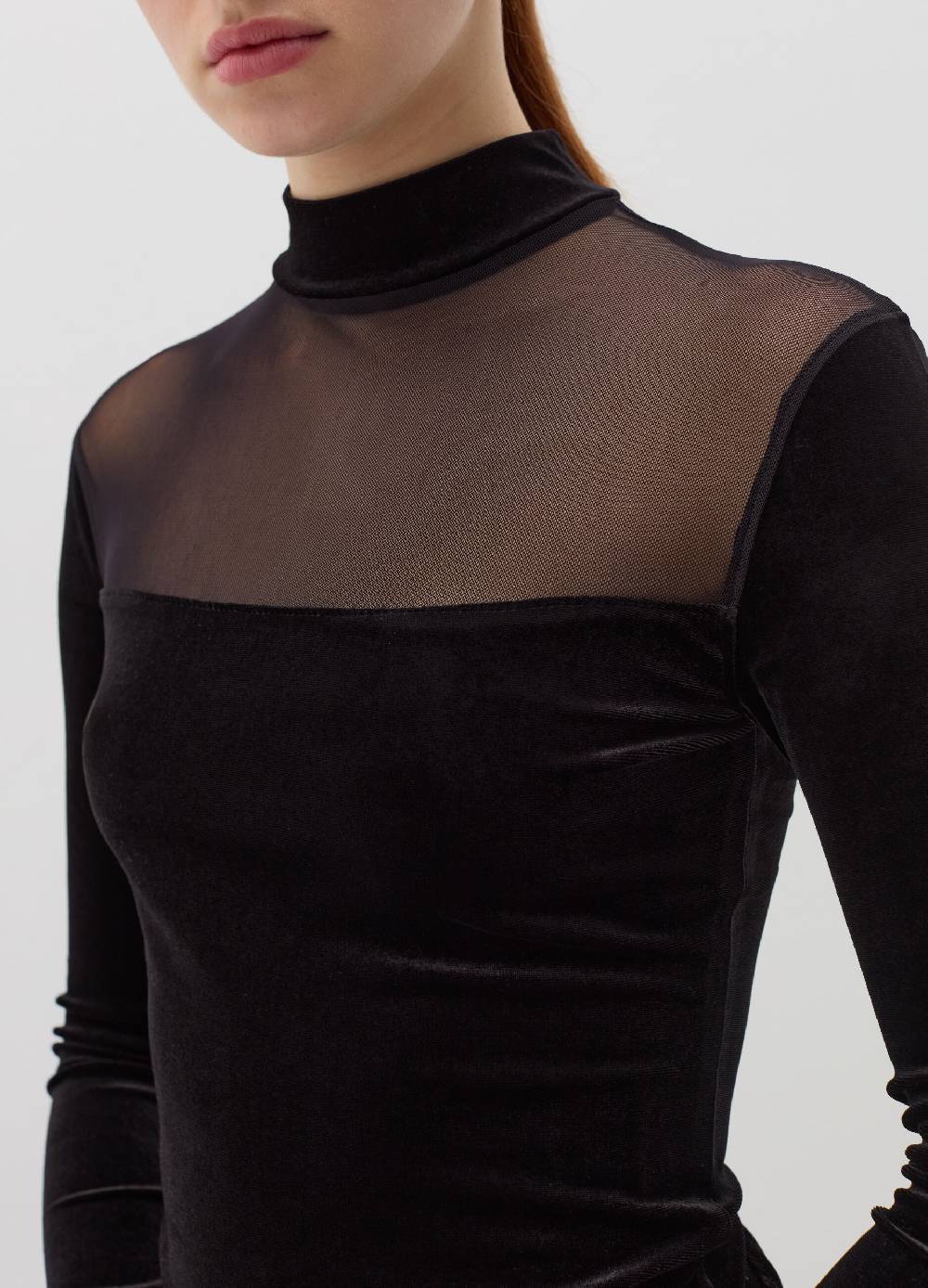 B. ANGEL T-shirt in velluto con inserto in mesh Vendita Calda