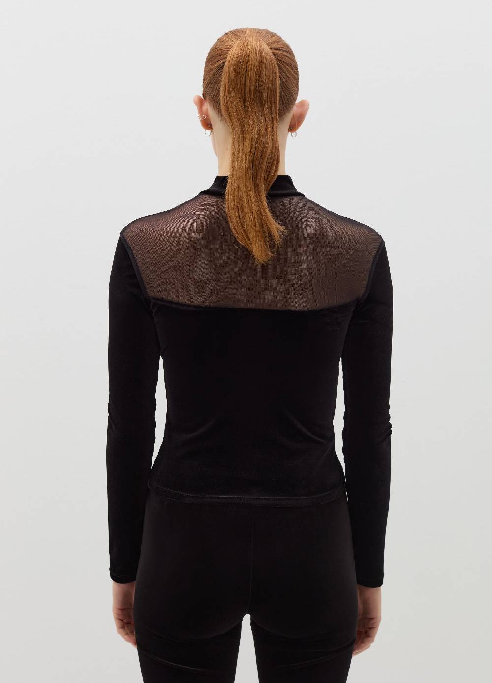 B. ANGEL T-shirt in velluto con inserto in mesh Vendita Calda