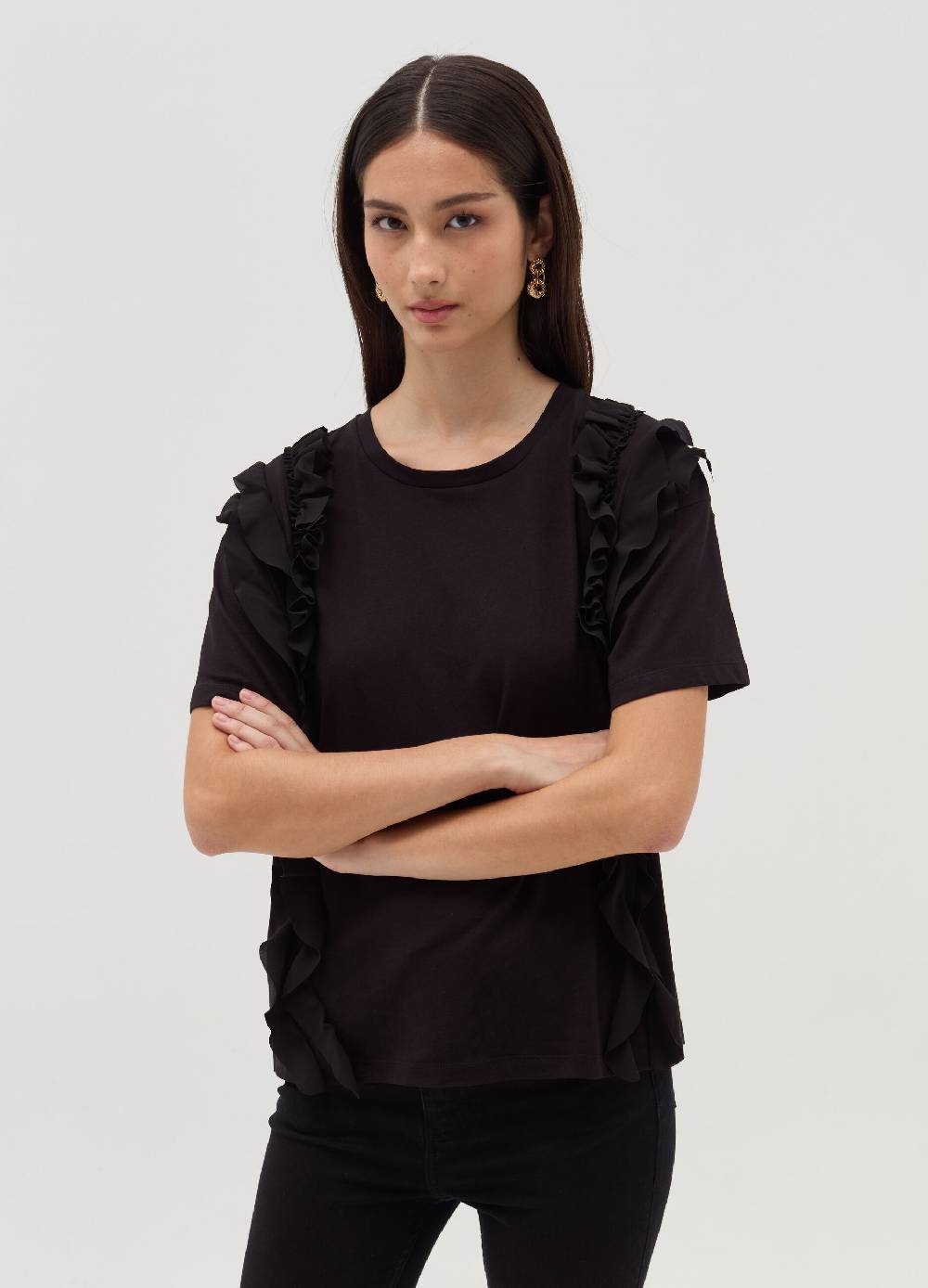 OVS T-shirt con rouches e volant Saldi Di Fabbrica