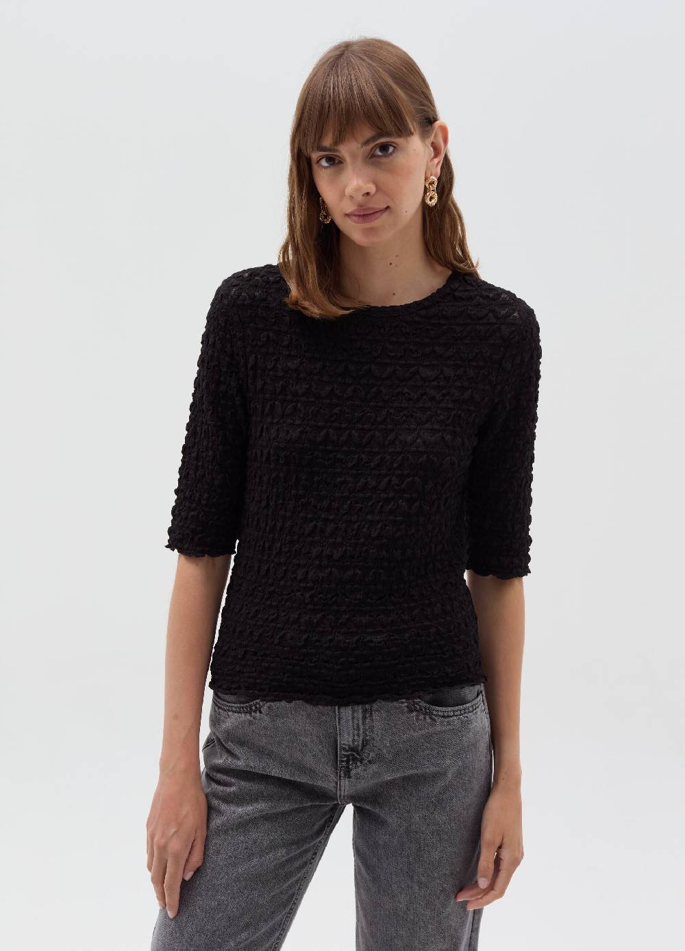 OVS T-shirt pointelle con lavorazione in rilievo Nuovo