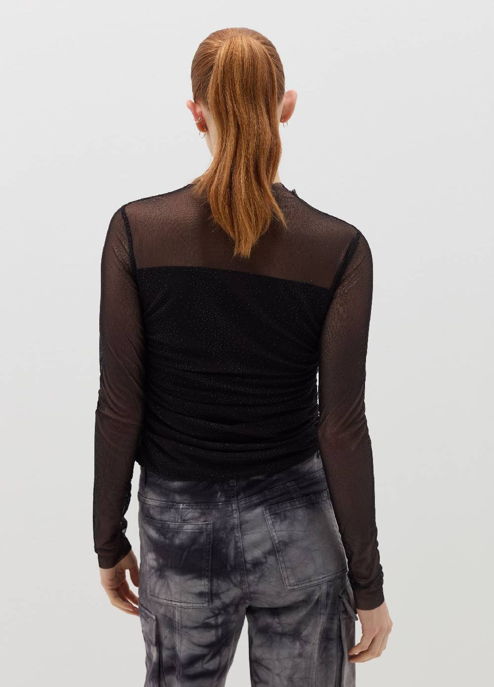 B. ANGEL T-shirt in mesh con strass all-over Consegna Veloce