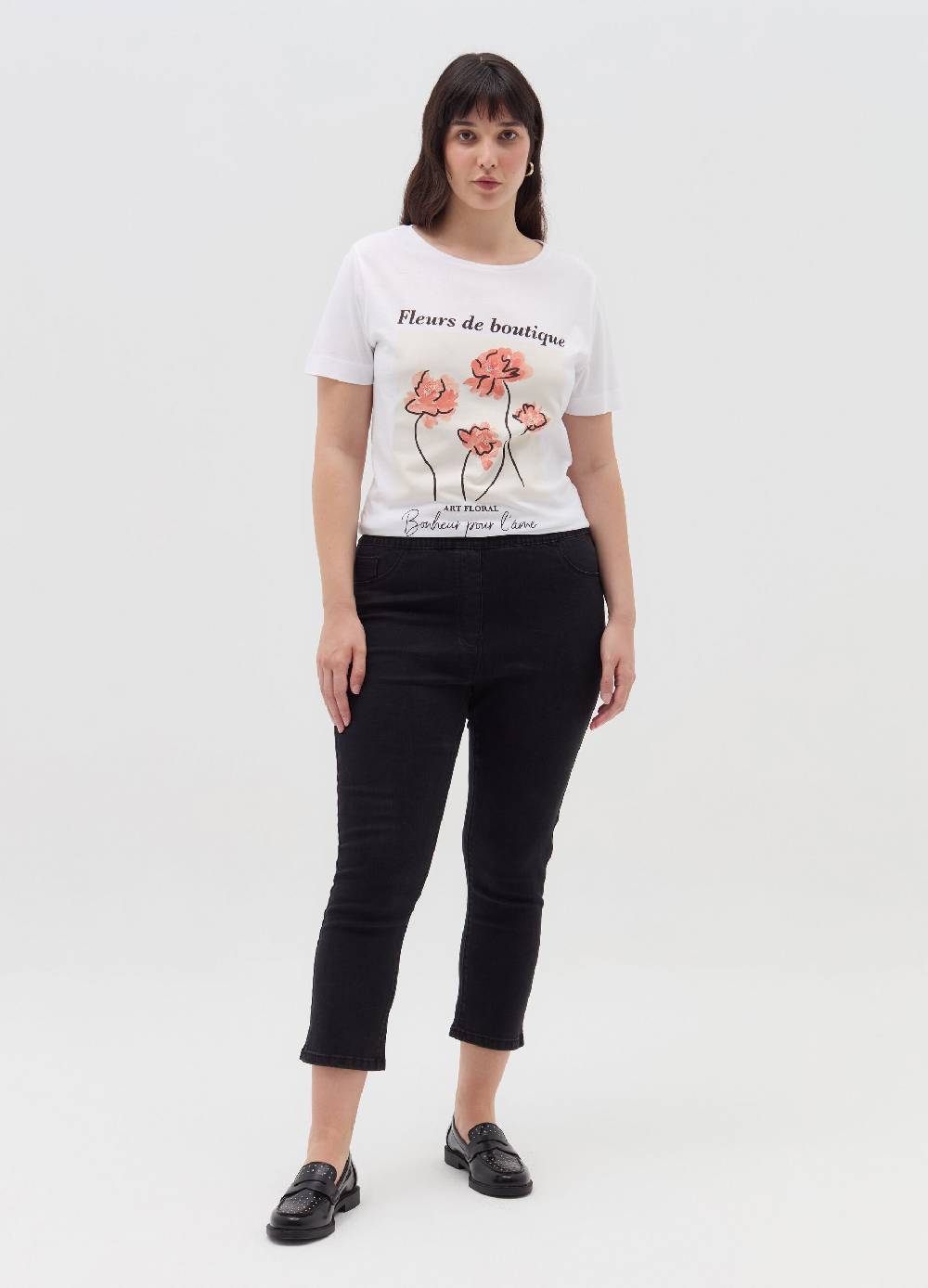 MYA T-shirt in cotone con stampa Curvy In Vendita