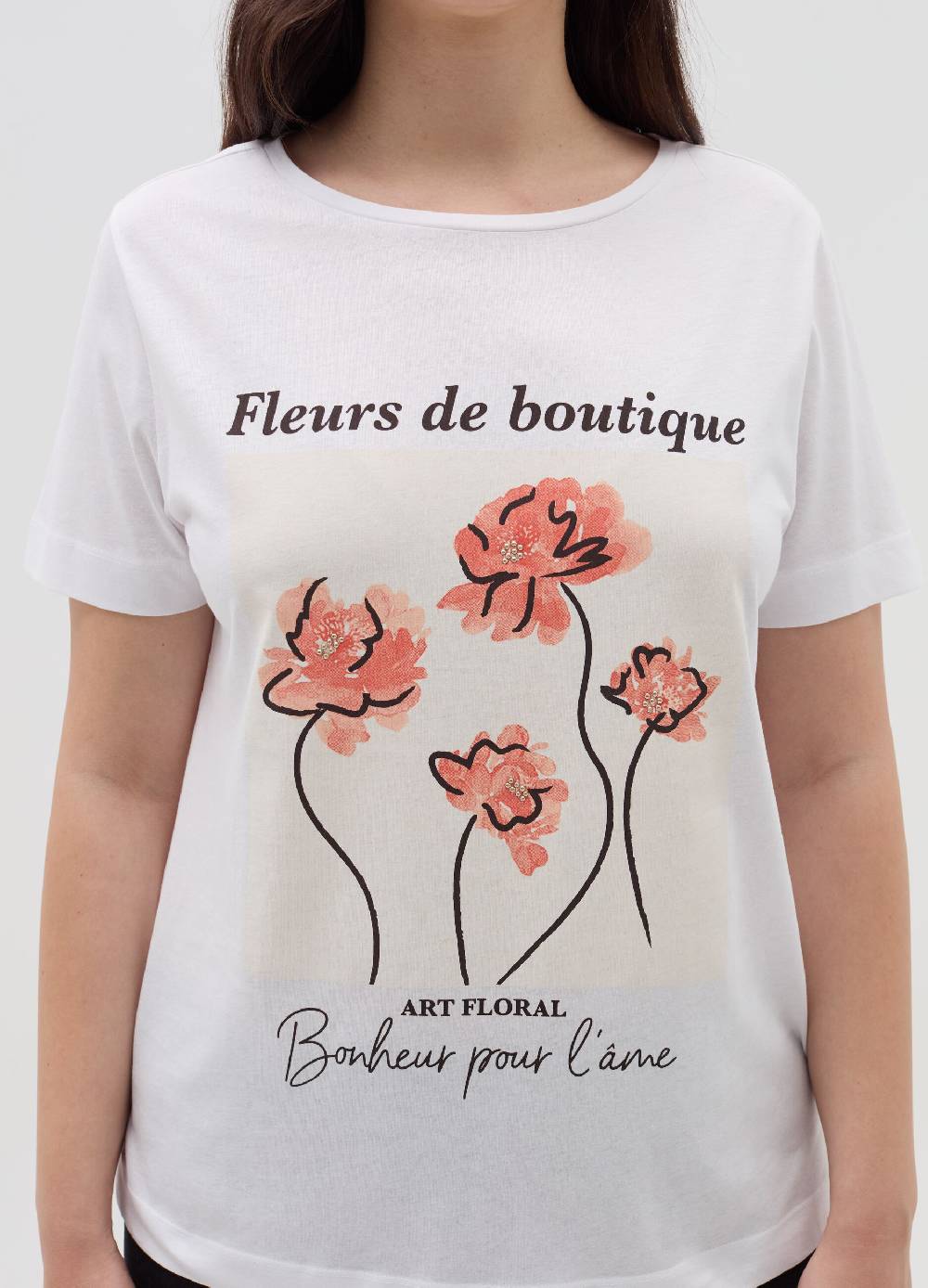 MYA T-shirt in cotone con stampa Curvy In Vendita