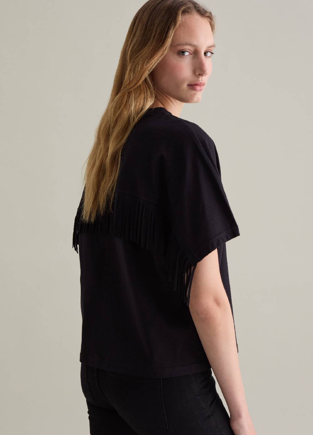 PIOMBO T-shirt in cotone con frange Nuovi prodotti