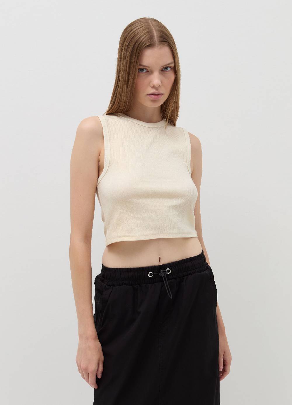 B. ANGEL Tank top crop a costine con lurex Prezzo Ridotto