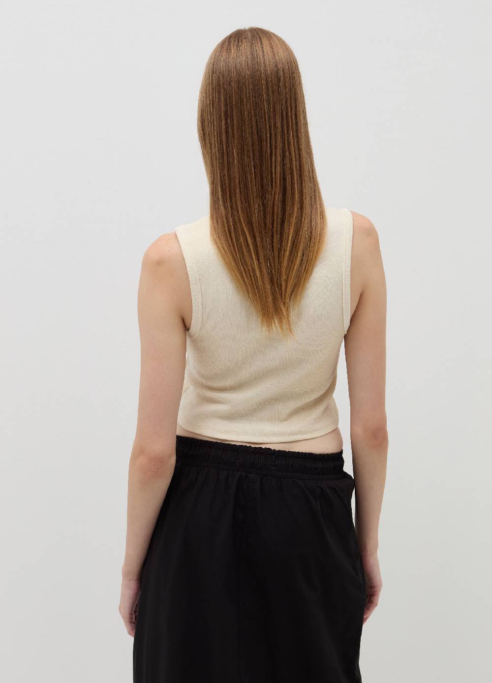 B. ANGEL Tank top crop a costine con lurex Prezzo Ridotto