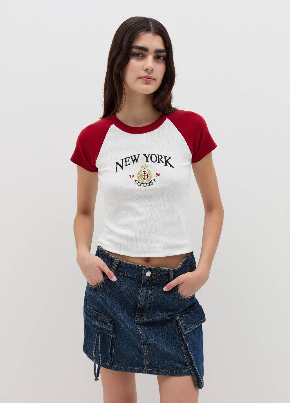 B. ANGEL T-shirt a costine con ricamo Novità