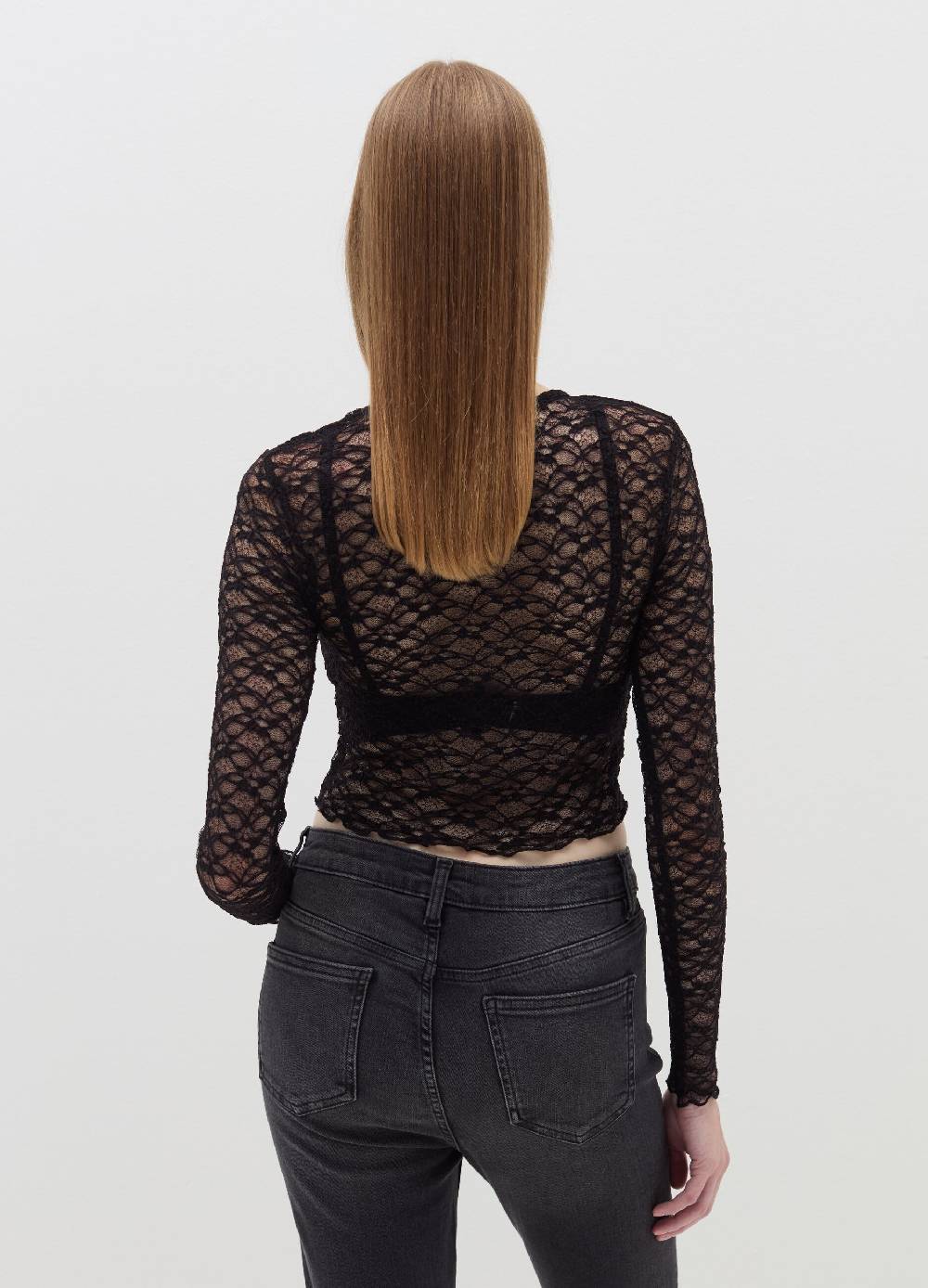 B. ANGEL T-shirt crop effetto pizzo Negozio