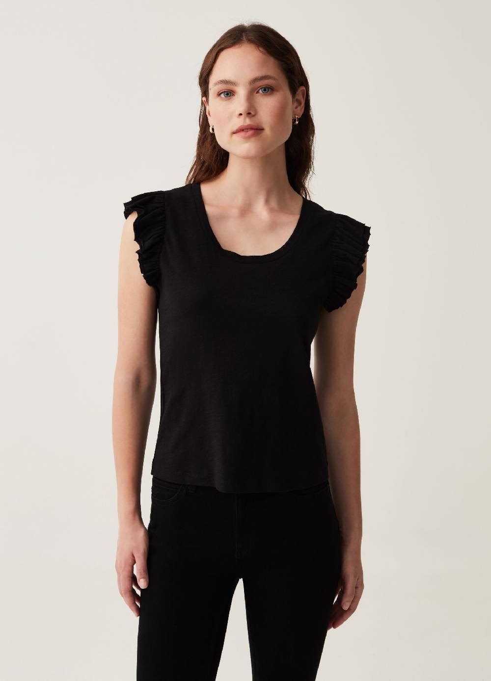 OVS Tank top in cotone slub con volant Moda