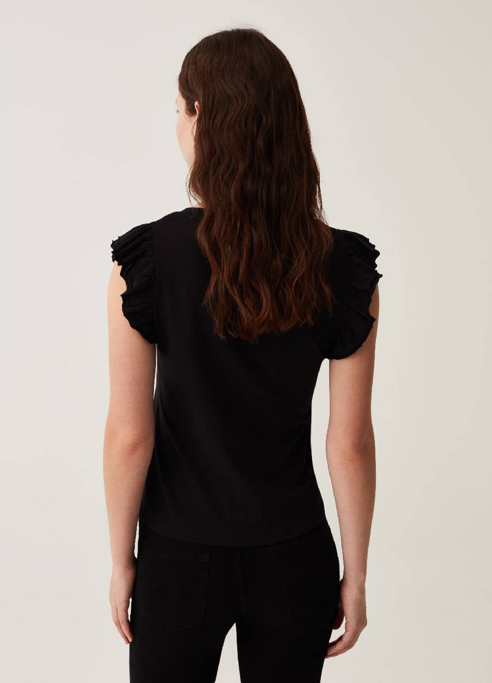 OVS Tank top in cotone slub con volant Moda