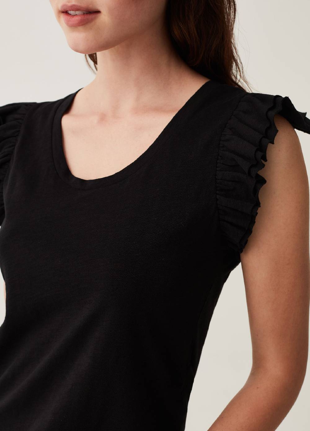 OVS Tank top in cotone slub con volant Moda