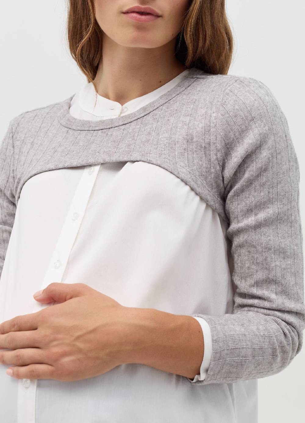NICOL CARAMEL T-shirt premaman crop a coste piatte Sconto