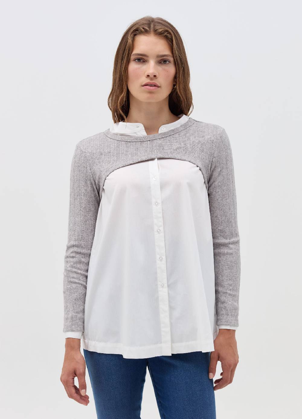 NICOL CARAMEL T-shirt premaman crop a coste piatte Sconto