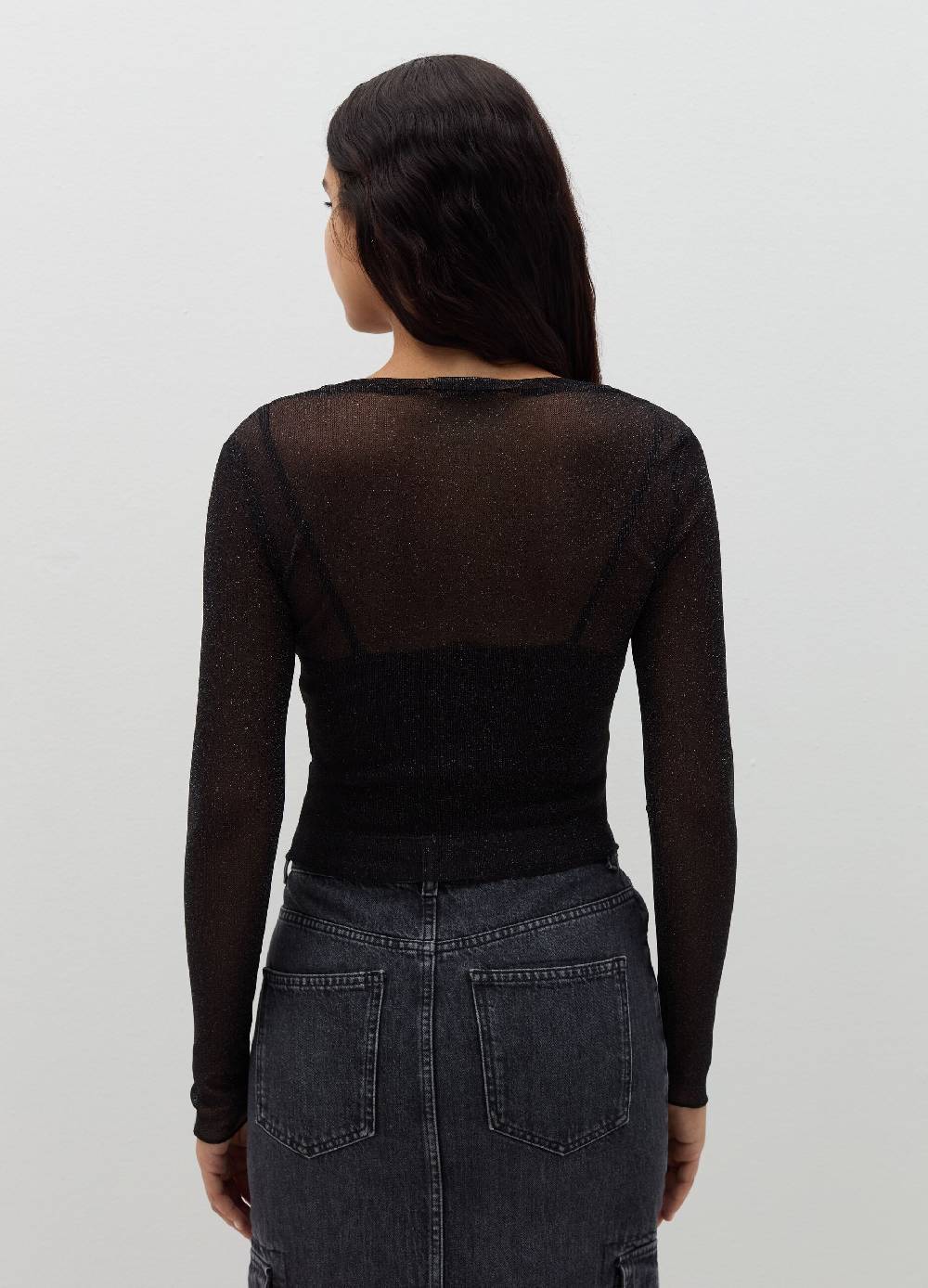 B. ANGEL T-shirt maniche lunghe in mesh con lurex Saldi Di Fabbrica