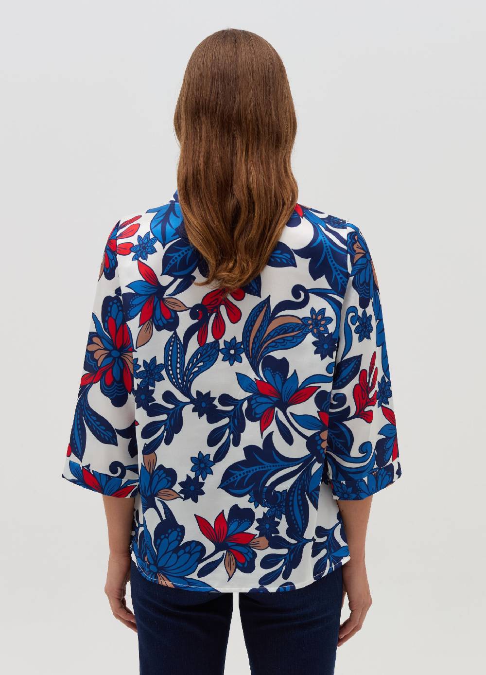 HYBRID Blusa floreale con maniche a tre quarti Nuova