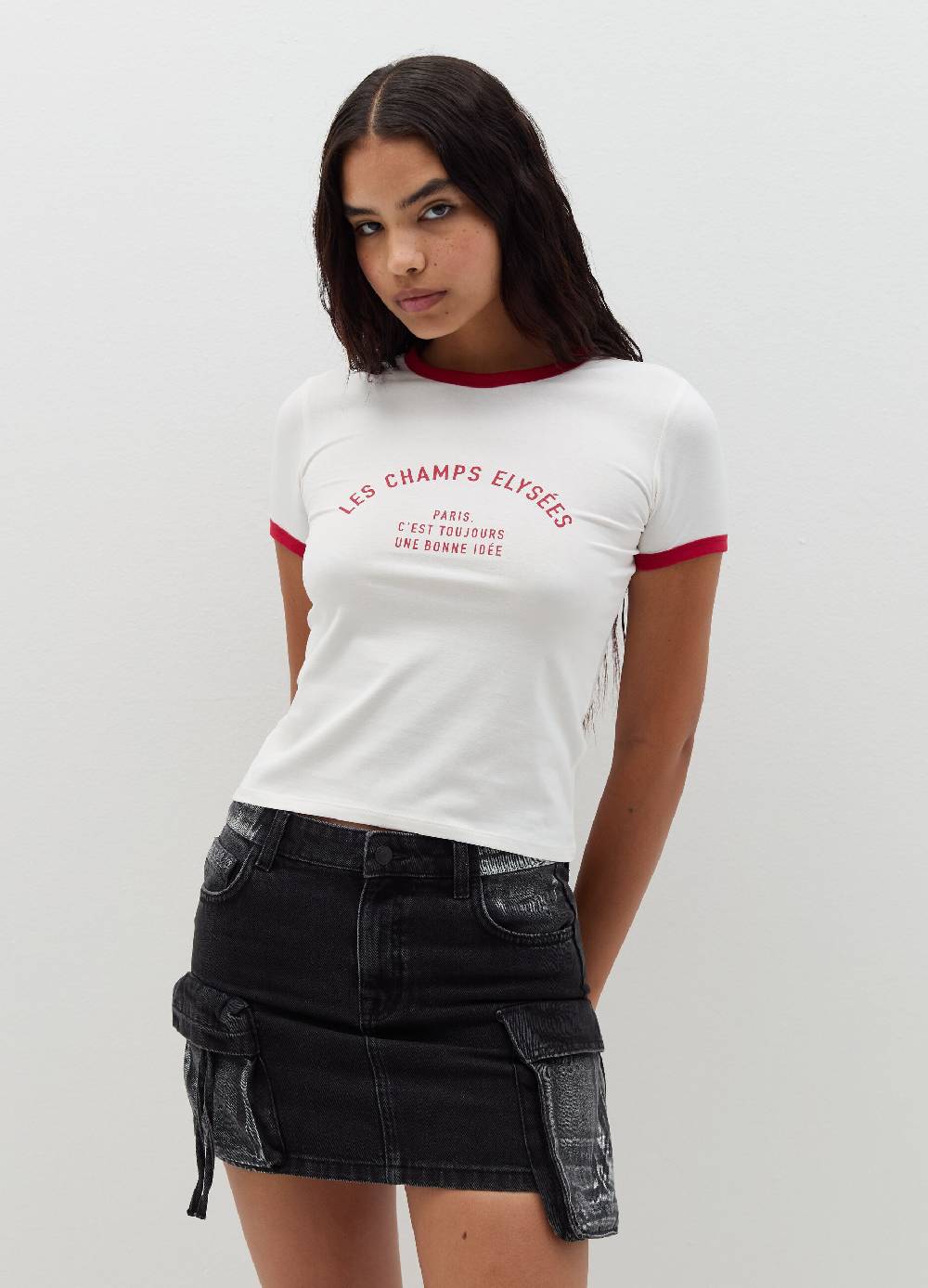 B. ANGEL T-shirt con profili a contrasto e stampa Italy