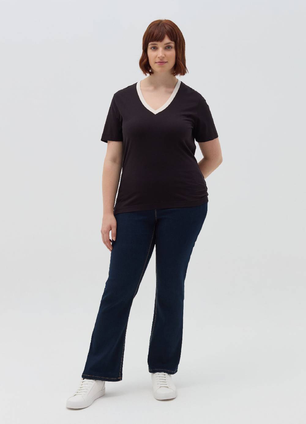 MYA T-shirt scollo a V a contrasto Curvy Qualità