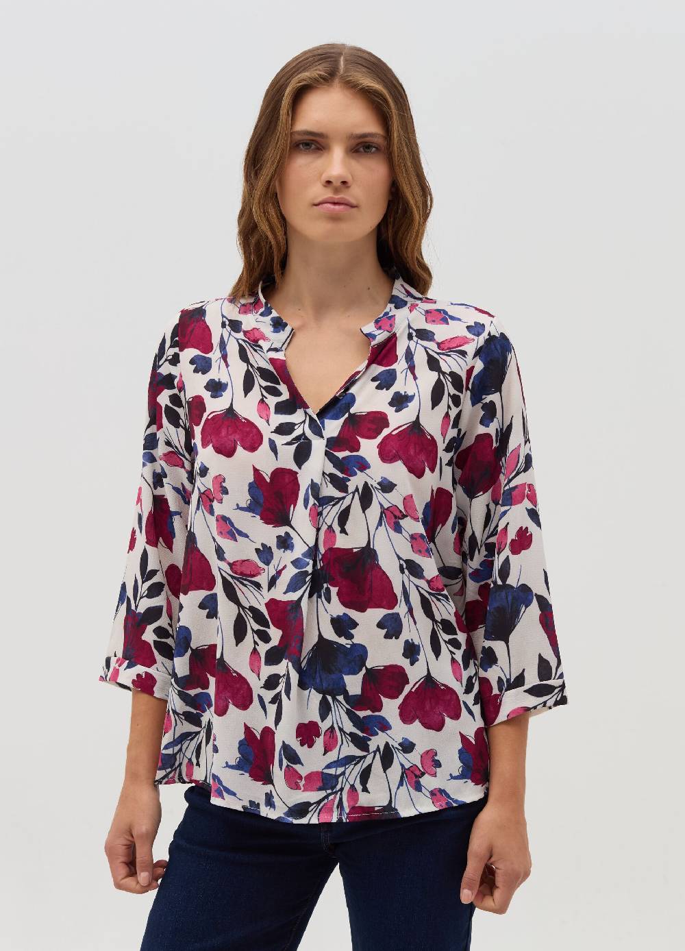 HYBRID Blusa con stampa floreale e maniche a tre quarti In Vendita