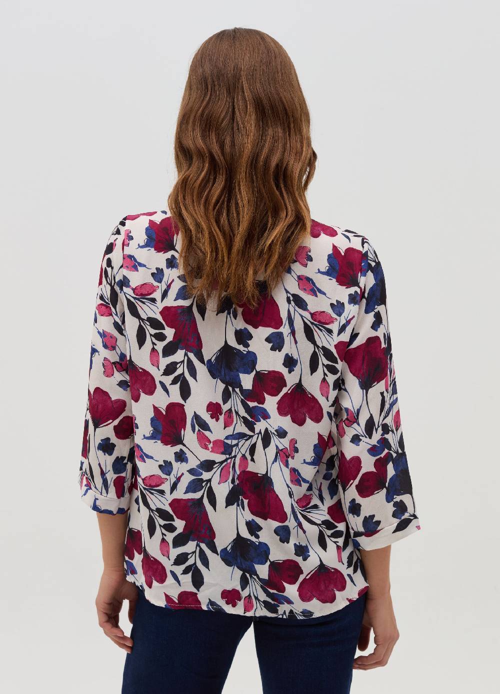 HYBRID Blusa con stampa floreale e maniche a tre quarti In Vendita