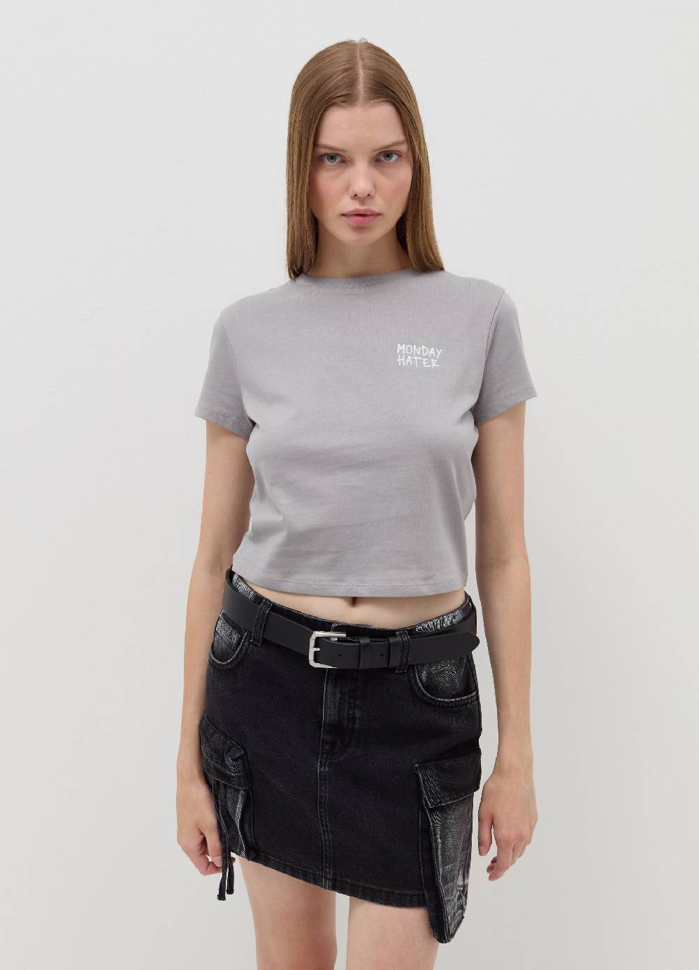 B. ANGEL T-shirt crop con ricamo lettering Vendite Flash