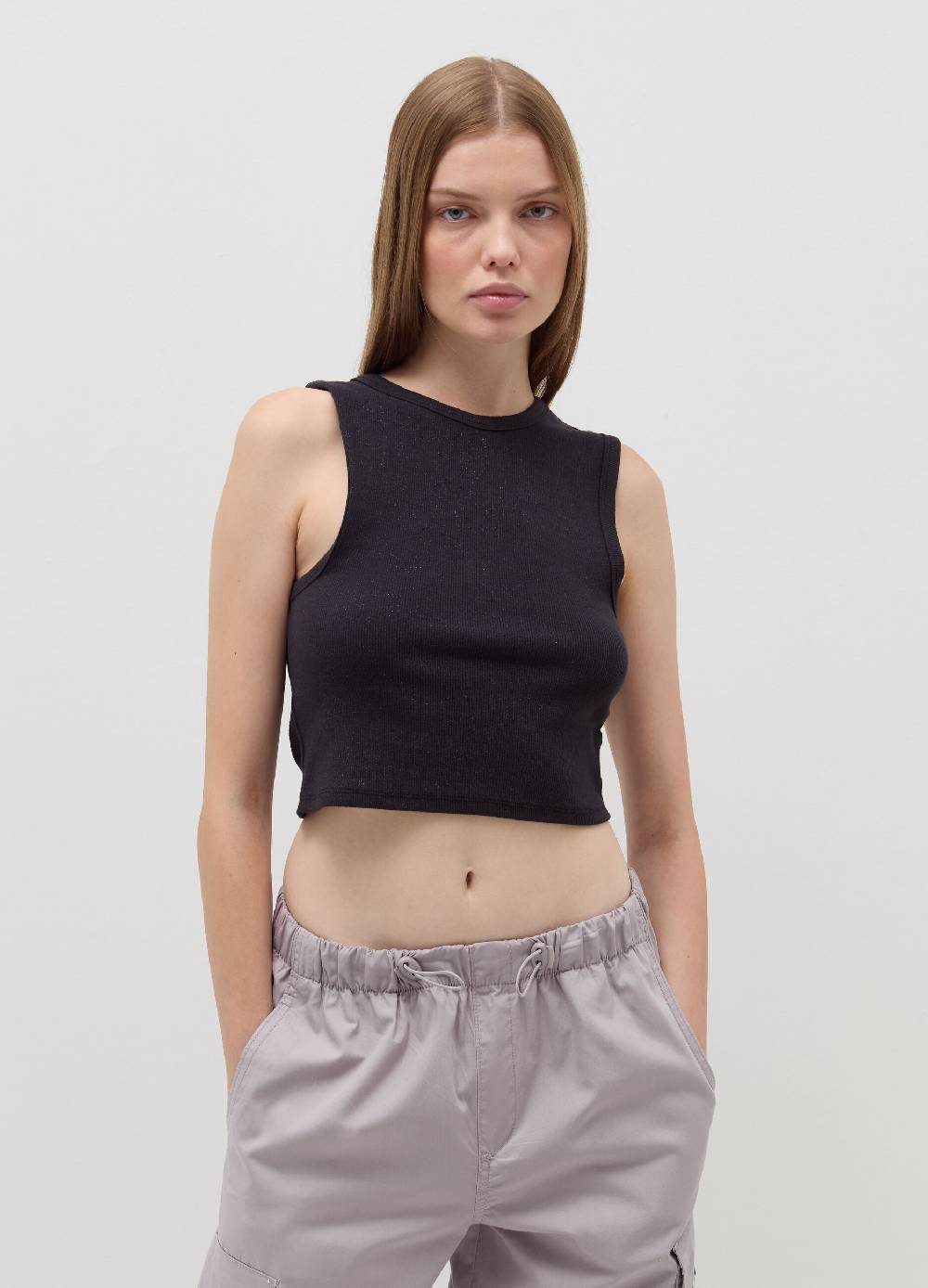 B. ANGEL Tank top crop a costine con lurex Negozio