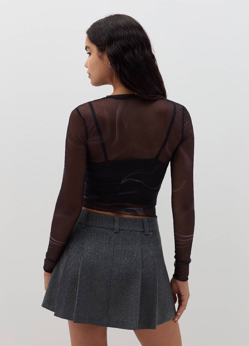 B. ANGEL T-shirt maniche lunghe in mesh con lurex Nuovo