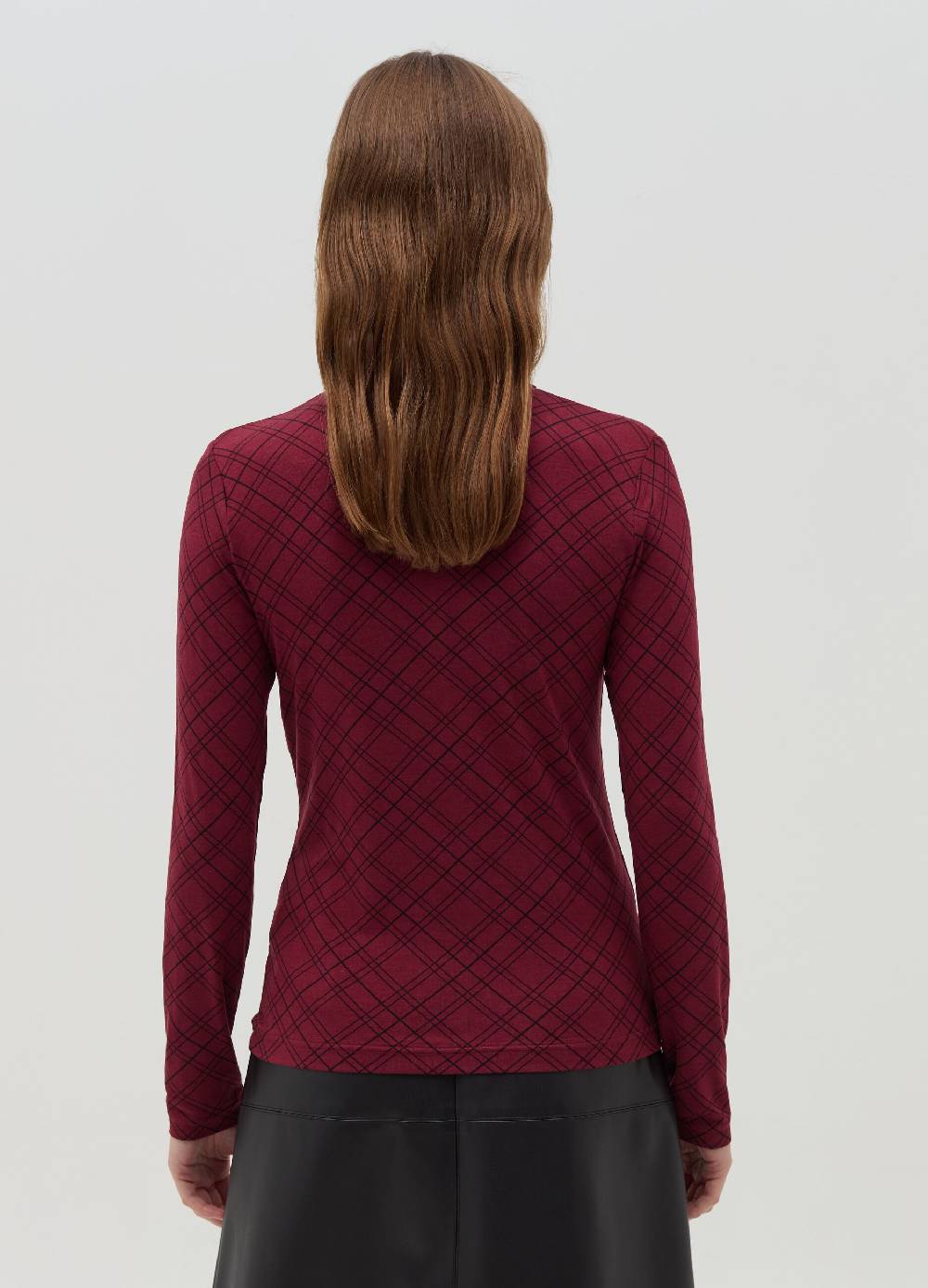 OVS T-shirt mock neck con fantasia check Prezzo Ridotto