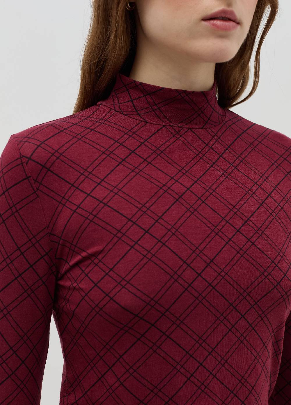 OVS T-shirt mock neck con fantasia check Prezzo Ridotto
