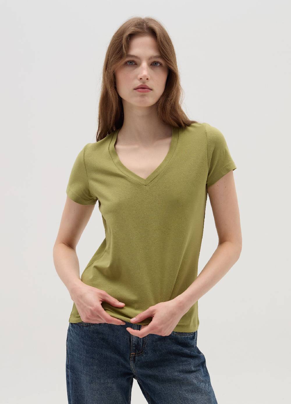 OVS T-shirt tinta unita con scollo a V Sconto